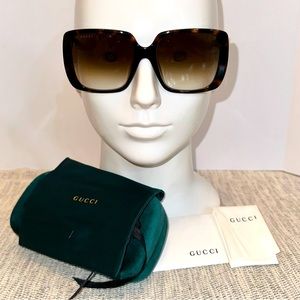 Full Inclusion GUCCI women’s square sunglasses - Havana 56mm